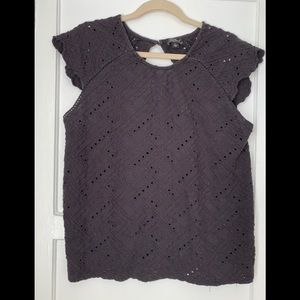 Lucky brand black eyelet top with keyhole back Large
